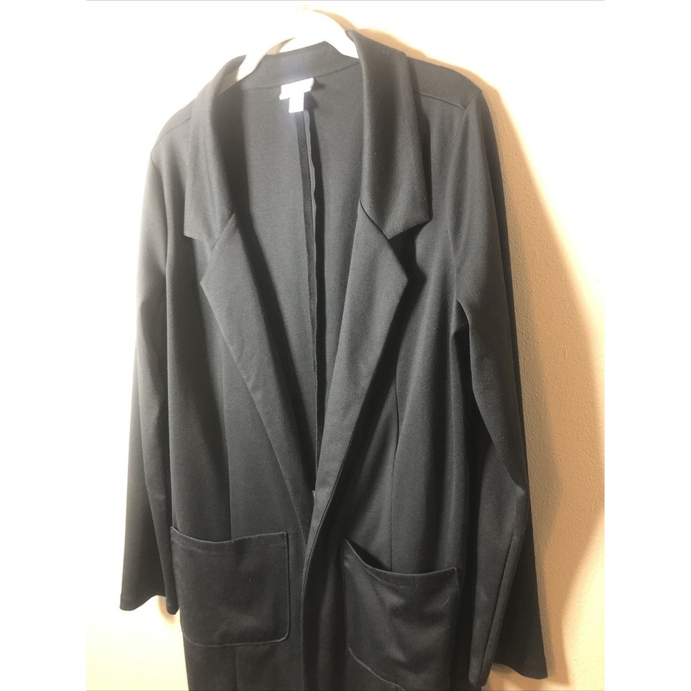Lularoe Black Jacket Tunic Open Front Blazer Womens  Medium Relaxed Fit Stretch
